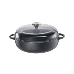 KÜCHENPROFI Bauernpfanne „PROVENCE“ mit Glasdeckel, 28 cm, schwarz