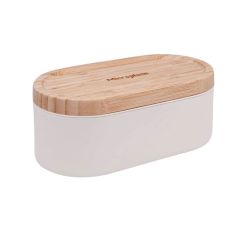 MICROPLANE Reibe mit Auffangbehälter & 2 Deckel in Kaschmir Weiß Bambus