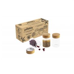 PEBBLY 3er Set Vorratsgläser mit Schraubverschluss 75 ml