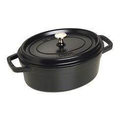 STAUB Bräter oval aus Gusseisen in Schwarz 31 cm