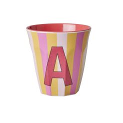 RICE Buchstabenbecher „A“ pink-orange 250 ml