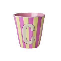 RICE Buchstabenbecher „C“ gelb-pink 250 ml