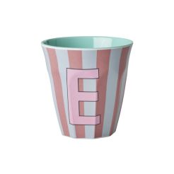 RICE Buchstabenbecher „E“ rosa-türkis 250 ml