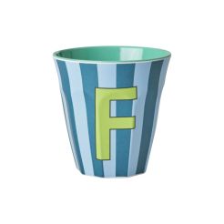 RICE Buchstabenbecher „F“ blau-grün 250 ml
