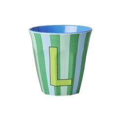 RICE Buchstabenbecher „L“ blau-grün 250 ml
