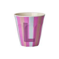 RICE Buchstabenbecher „L“ pink-blau 250 ml