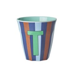 RICE Buchstabenbecher „T“ blau-braun 250 ml
