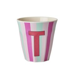 RICE Buchstabenbecher „T“ pink-türkis 250 ml