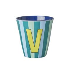 RICE Buchstabenbecher „V“ grün-blau 250 ml