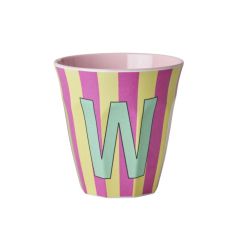 RICE Buchstabenbecher „W“ pink-gelb 250 ml