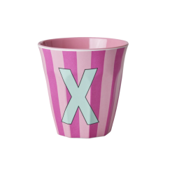 RICE Buchstabenbecher „X“ rosa-pink 250 ml