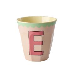 RICE Buchstabenbecher „E“ rosa-hellgrün 250 ml