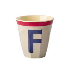 RICE Buchstabenbecher „F“ beige-rot 250 ml