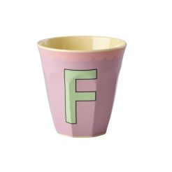 RICE Buchstabenbecher „F“ lila-rosa 250 ml