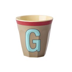 RICE Buchstabenbecher „G“ beige-rot 250 ml