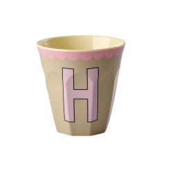 RICE Buchstabenbecher „H“ beige-pink 250 ml