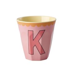 RICE Buchstabenbecher „K“ rosa-orange 250 ml