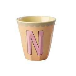 RICE Buchstabenbecher „N“ orange-beige 250 ml