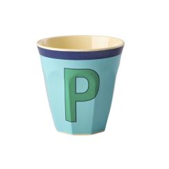 RICE Buchstabenbecher „P“ hellblau-dunkelblau 250 ml