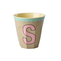 RICE Buchstabenbecher „S“ beige-türkis 250 ml