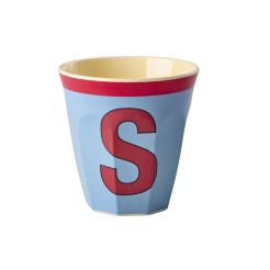 RICE Buchstabenbecher „S“ hellblau-rot 250 ml