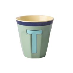 RICE Buchstabenbecher „T“ grün-blau 250 ml