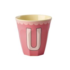RICE Buchstabenbecher „U“ pink-rosa 250 ml