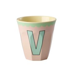 RICE Buchstabenbecher „V“ rosa-türkis 250 ml