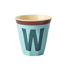 RICE Buchstabenbecher „W“ hellblau-braun 250 ml