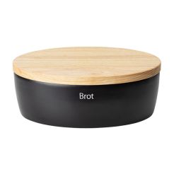 CONTINENTA Brottopf Oval mit Holzdeckel in Schwarz