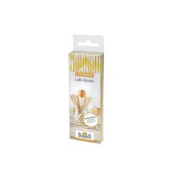 BIRKMANN Lolli-Sticks gelb gestreift, 15 cm, 48 Stück mit Verpackung 