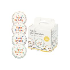 BIRKMANN Papierbackförmchen „Easy Baking“ Birthday 7 cm, 100 Stück
