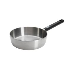 Woll Bratpfanne Steel Logic hoch 24cm 
Edelstahl Bratpfanne mit hohem Rand Frontansicht 