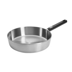 Woll Bratpfanne Steel Logic hoch 28cm 
Edelstahl Bratpfanne mit hohem Rand Frontansicht 