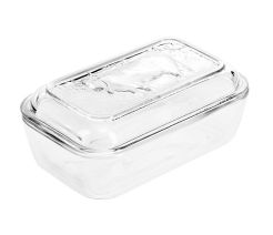 HINSCHE Butterdose aus Glas mit Kuh Motiv für 250 g