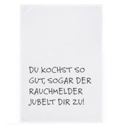 17;30 Geschirrtuch in Weiß - Du kochst so gut, sogar der Rauchmelder jubelt dir zu!