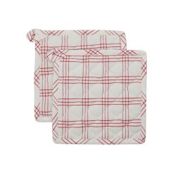 NICOLAS VAHÉ Topflappen „NVChef“, Rot/Weiß 2er Set