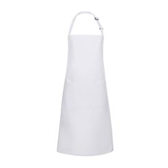 KARLOWSKY Latzschürze mit Schnalle & Tasche 75 x 90 cm – Weiß