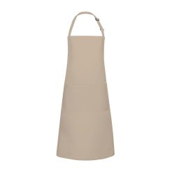 KARLOWSKY Latzschürze mit Schnalle & Tasche 75 x 90 cm – Sand