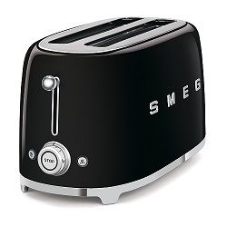 SMEG 2 Langschlitz-Toaster in Schwarz