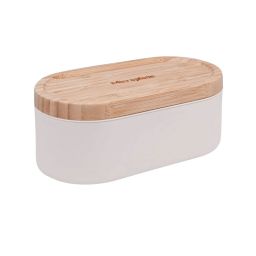 MICROPLANE Reibe mit Auffangbeh&auml;lter & 2 Deckel in Kaschmir Wei&szlig; Bambus