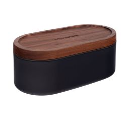 MICROPLANE Reibe mit Auffangbehälter & 2 Deckel Anthrazit Walnuss