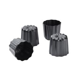 DE BUYER Backform „Canelés Bordelais“ 4er Set, Ø 5,5 cm