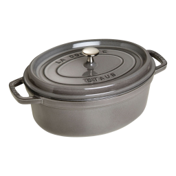 STAUB Bräter oval aus Gusseisen Graphit-Grau 31 cm, Ansicht von der Seite