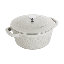 STAUB Bräter rund aus Gusseisen Weißer Trüffel 24 cm geriffelt, Ansicht von der Seite