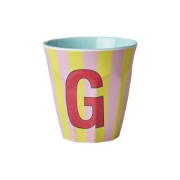RICE Buchstabenbecher „G“ pink-gelb 250 ml
