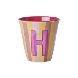RICE Buchstabenbecher &bdquo;H&ldquo; gelb-pink 250 ml