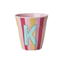RICE Buchstabenbecher „K“ rosa-gelb 250 ml
