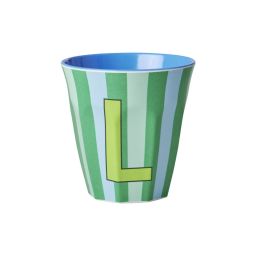 RICE Buchstabenbecher „L“ blau-grün 250 ml