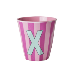 RICE Buchstabenbecher „X“ rosa-pink 250 ml